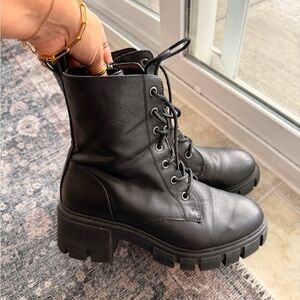 Black Lace-Up Women's Boots